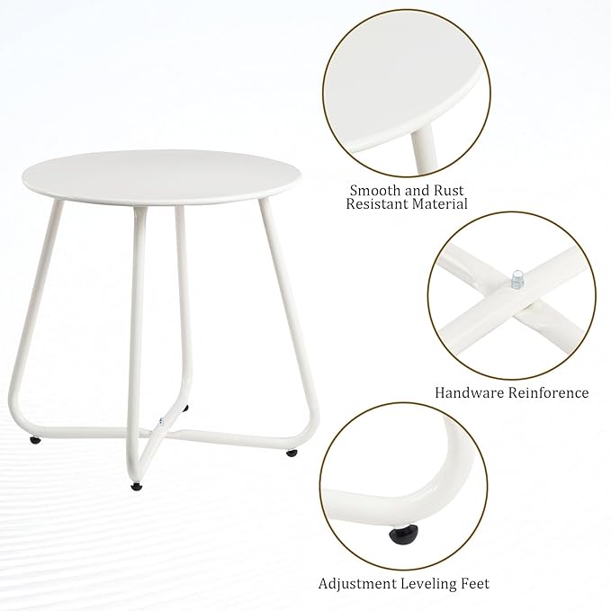 HollyHOME Round Metal Side Table, Rust-Resistant Patio Small Plant Stand - Image 5