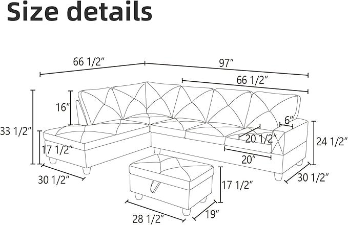 Leather Sectional Couch, Modern L Shaped Couches - Image 2