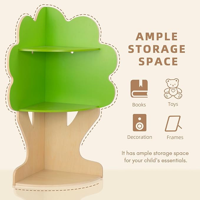 OOOK Tree Bookshelf for Kids Reading Nook, Corner Bookcase Toy Storage for - Image 3