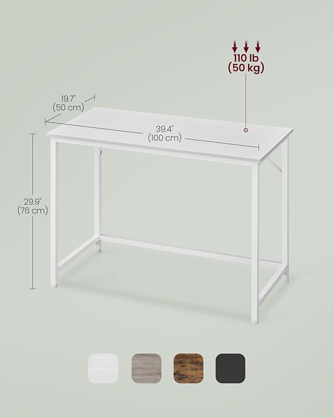 VASAGLE Computer Desk, Office Work Desk, 19.7 x 39.4 x 29.9 Inches, - Image 6
