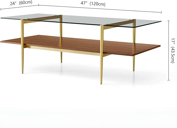 X-Large Rectangle Glass Coffee Table, Mid-Century Modern Design, - Image 2