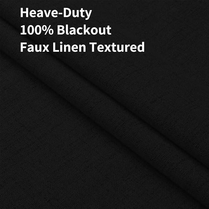Joydeco Natural Linen Curtains 120 inch Length 2 Panels Set Burg 100% Blackout - Image 2