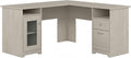 Bush Furniture Cabot 60W L Shaped Computer Desk in Linen White Oak by BushHome