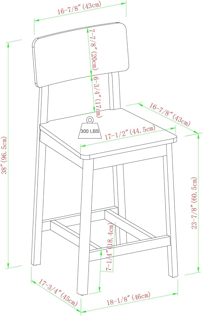 Walker Edison 2-Piece Minimalist Solid Wood Counter Stool - Image 3