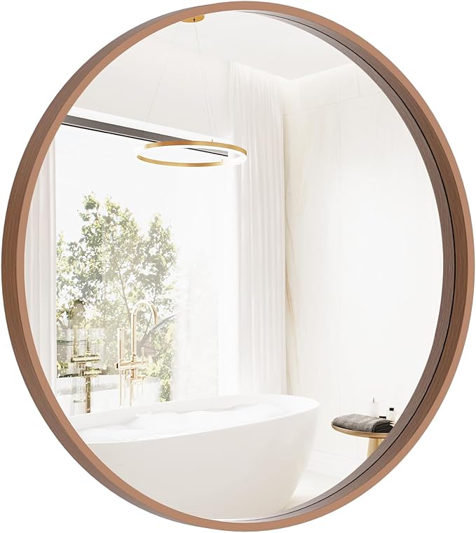 HOMECOOKIN Round Wood Mirror, Living Room by HOMECOOKIN