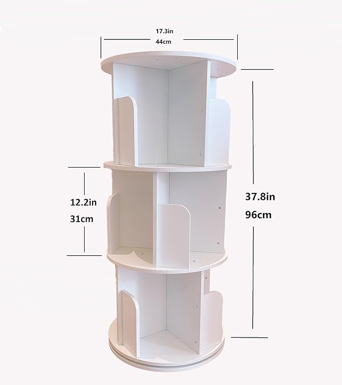 Heehee Wooden Rotating Bookshelf 360 Display Floor Standing Bookcase Storage - Image 2