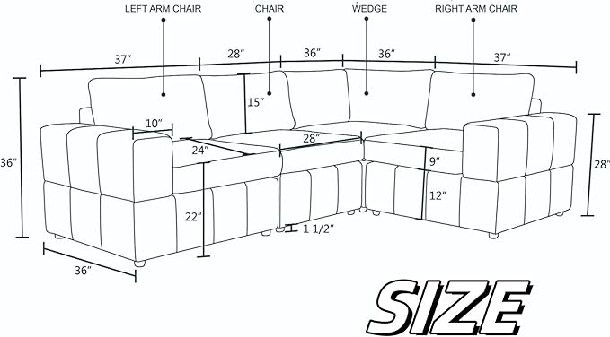 Sectional Couches Sofa for Living Room, 101″ Modern L Shaped Couch - Image 2