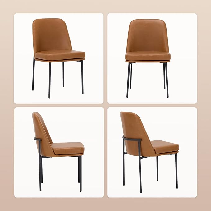 COLAMY Modern Dining Chairs Set of 2, Faux Leather Upholstered Dining Room - Image 5