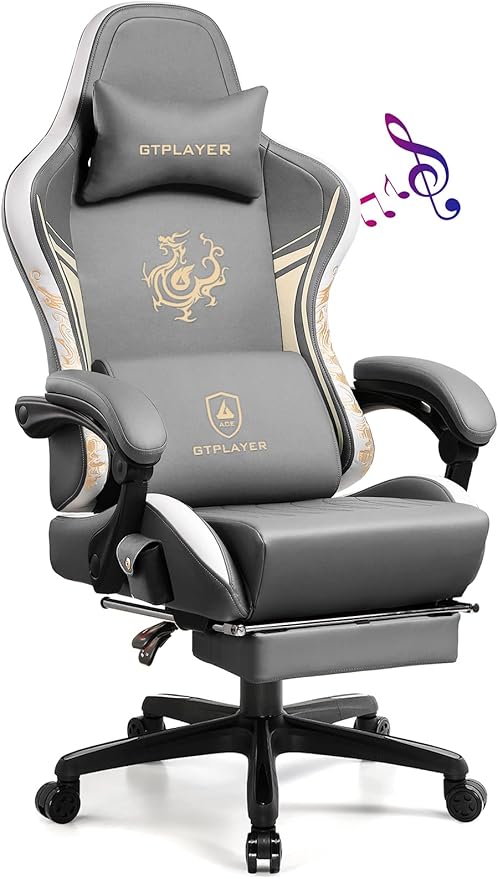 GTPLAYER Gaming Chair with Bluetooth Speakers and Footrest, Dragon Series Video by GtracingDirect