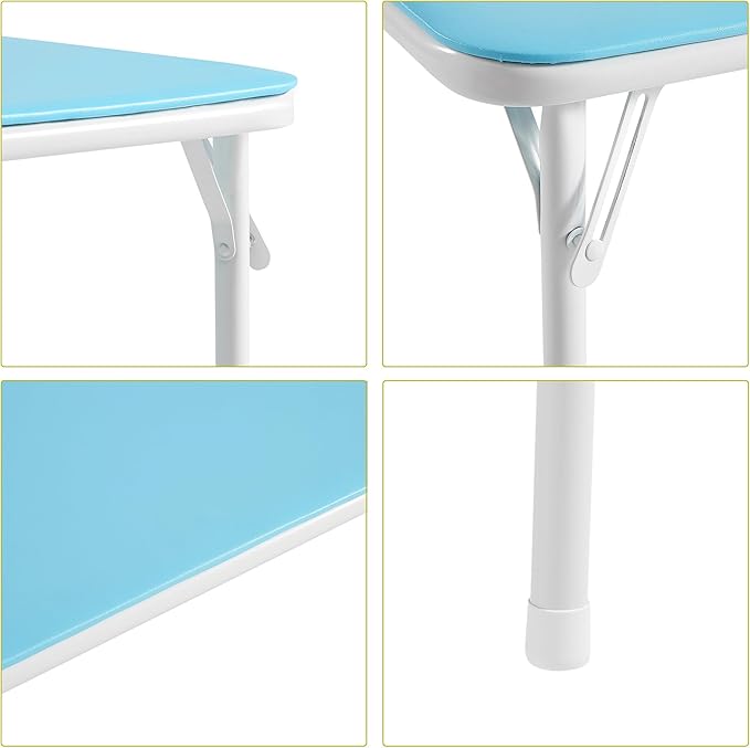 VECELO Kids Folding Activity Table and Chairs 5 Pcs Set, - Image 4
