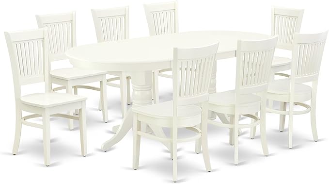 East West Furniture VAVA9-LWH-W 9 Piece Dining Room Table Set Includes an Oval by EastWestFurniture