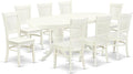 East West Furniture VAVA9-LWH-W 9 Piece Dining Room Table Set Includes an Oval by EastWestFurniture