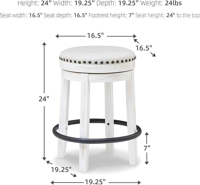 Signature Design by Ashley Valebeck 24" Counter Height Upholstered Swivel Stool - Image 3