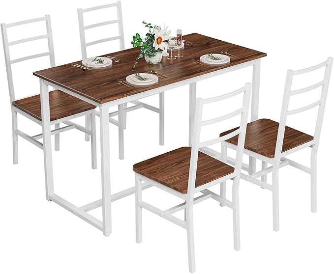 5-Piece Dining Table Set with 4 Chairs, 47.2" Kitchen Table Chairs Set of 4 - Image 2