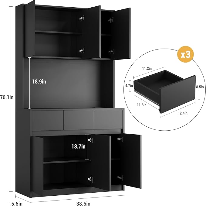 Garvee Kitchen Pantry Storage Cabinet, Tall Storage Cabinet - Image 2