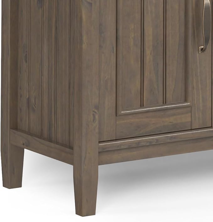 SIMPLIHOME Lev SOLID WOOD 72 Inch Wide Contemporary TV Media Stand in Smoky - Image 11