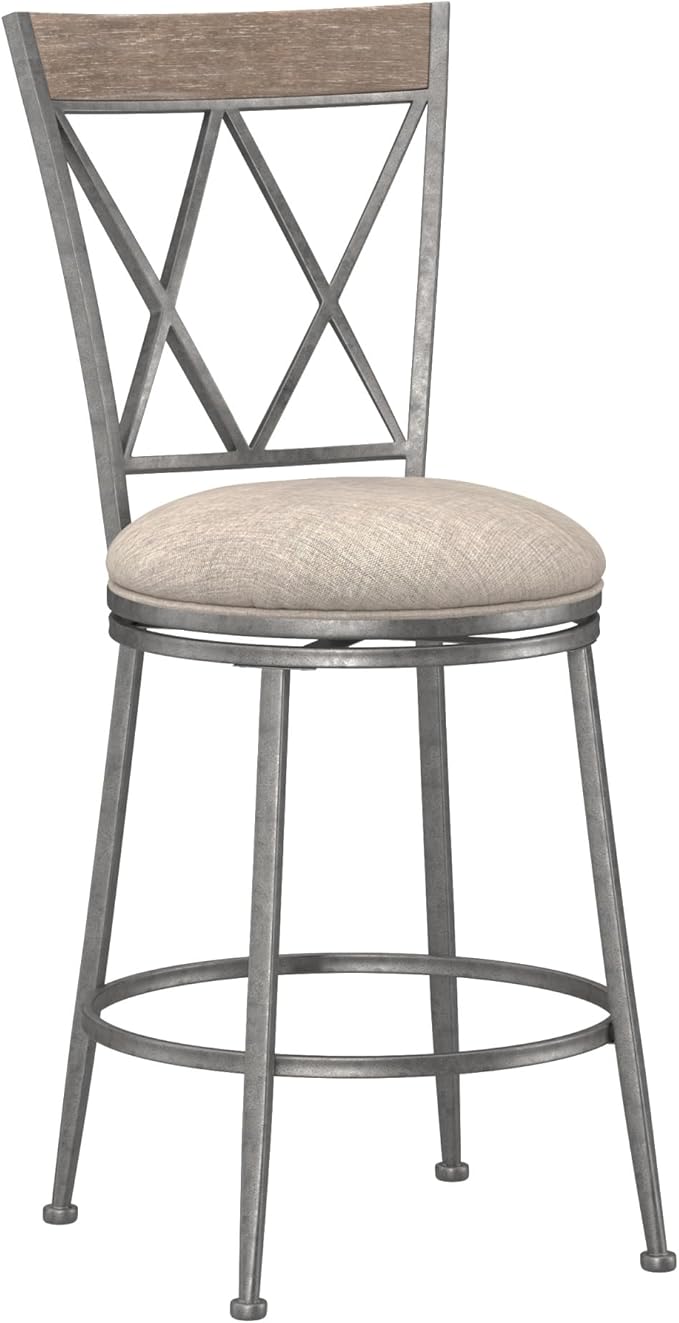 Hillsdale Stewart Indoor/Outdoor Swivel Counter Height Stool, Aged Pewter by HillsdaleFurniture