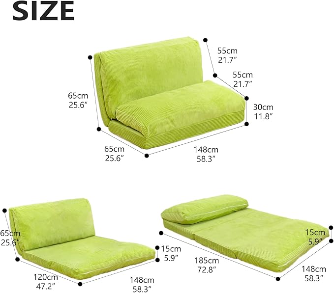 N&V L92×W58 Inch Large Folding Matress Sofa Bean Bag, Foam Filling Folding - Image 2