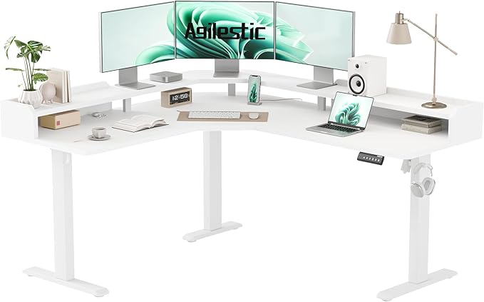 Agilestic L Shaped Standing Desk, Adjustable Height Corner Gaming Desk by Agilestic