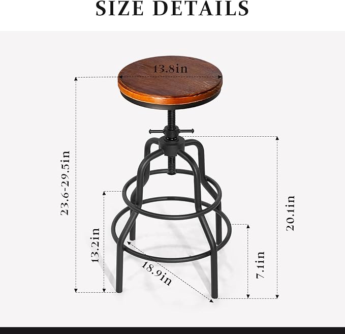 LOKKHAN Vintage Industrial Barstools - Image 8