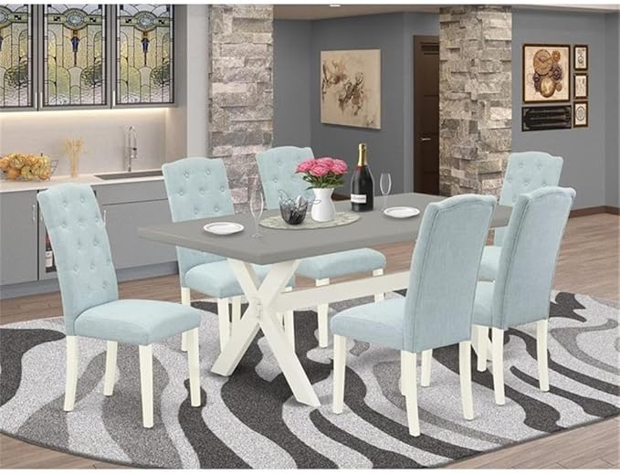 East West Furniture X097CE215-7 7 Piece Dining Table Set Consist of a Rectangle - Image 2