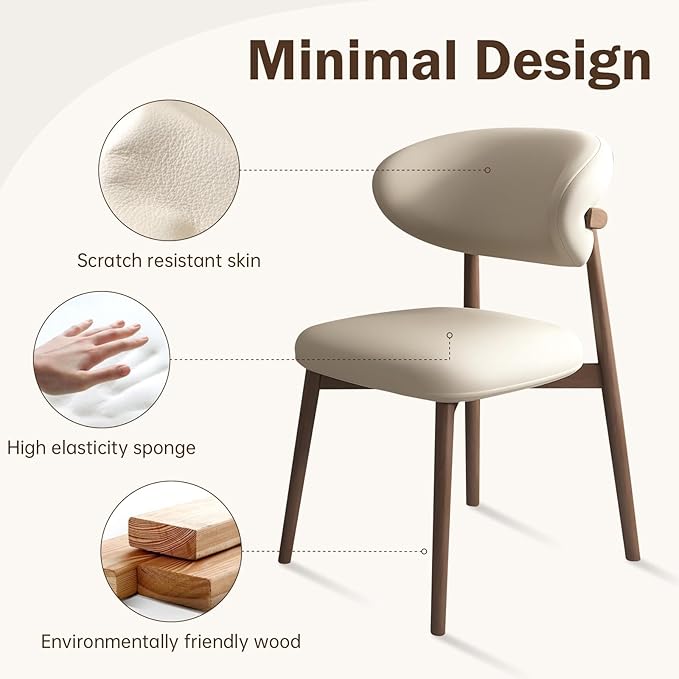 Upholstered Dining Chairs Set of 2, Mid Century Modern Kitchen Chairs - Image 3