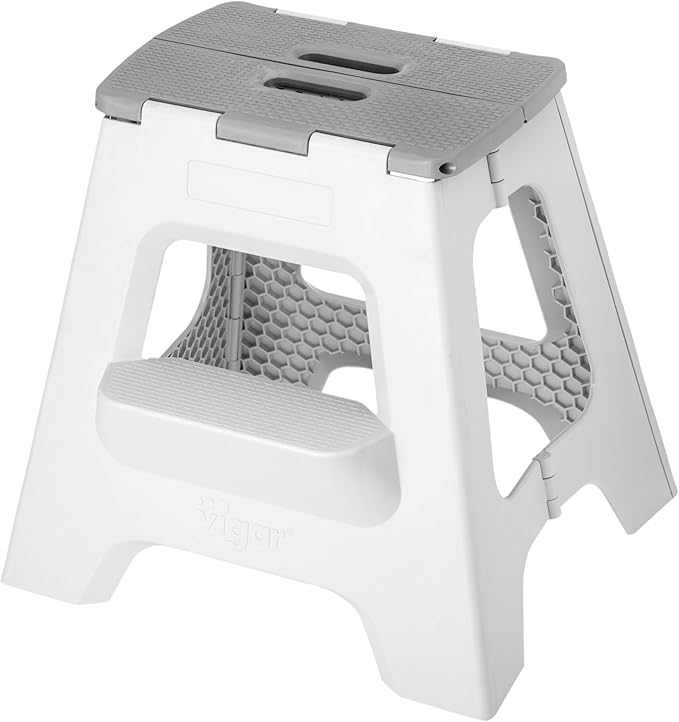 Vigar Compact Step Stool Foldable, 16-inch Two-Step Stools by VIGAR