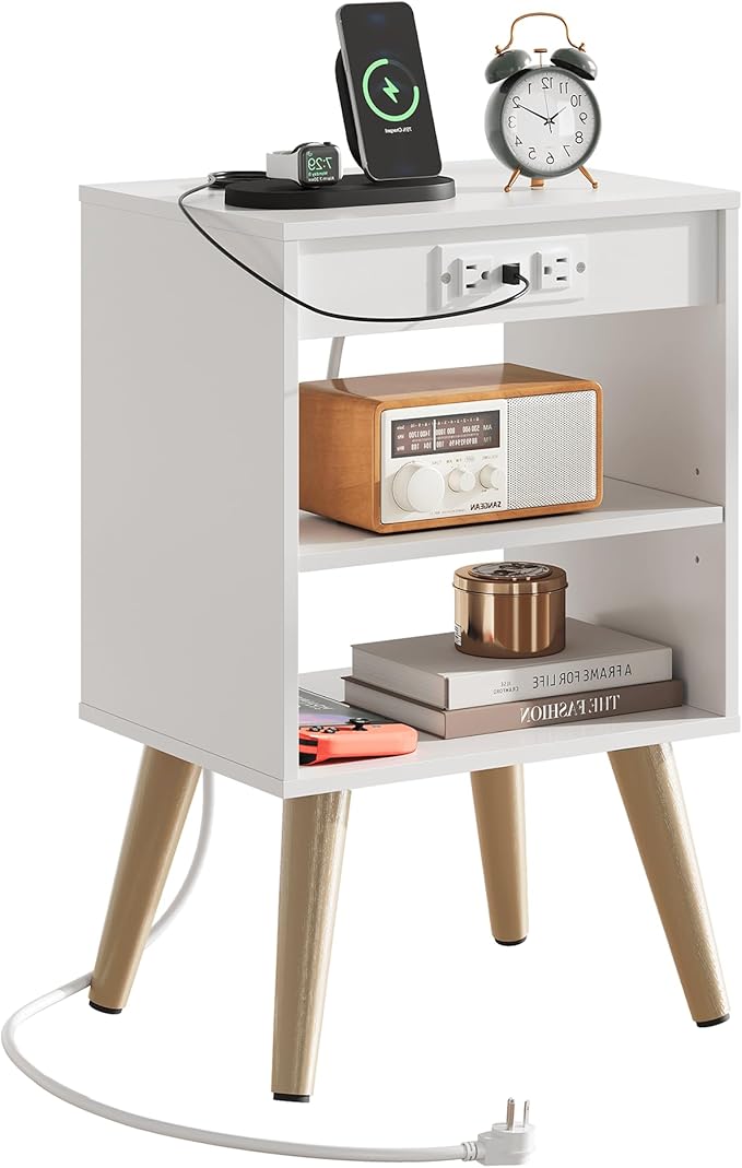 WLIVE White Nightstand, Bedside Tables, Night Stand by WLIVE