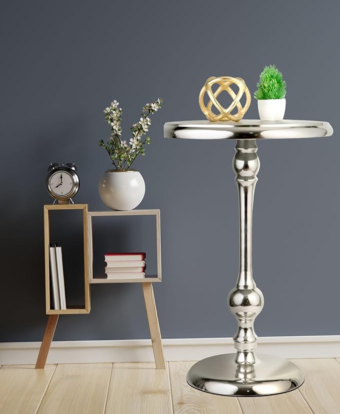 CLEENTABLE Pedestal Round Side Table- Lightweight Metal Table - Image 7