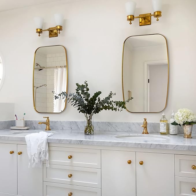 ANDY STAR Gold Oval Mirrors for Bathroom, Large 24x36’’ Brushed Gold Metal - Image 4