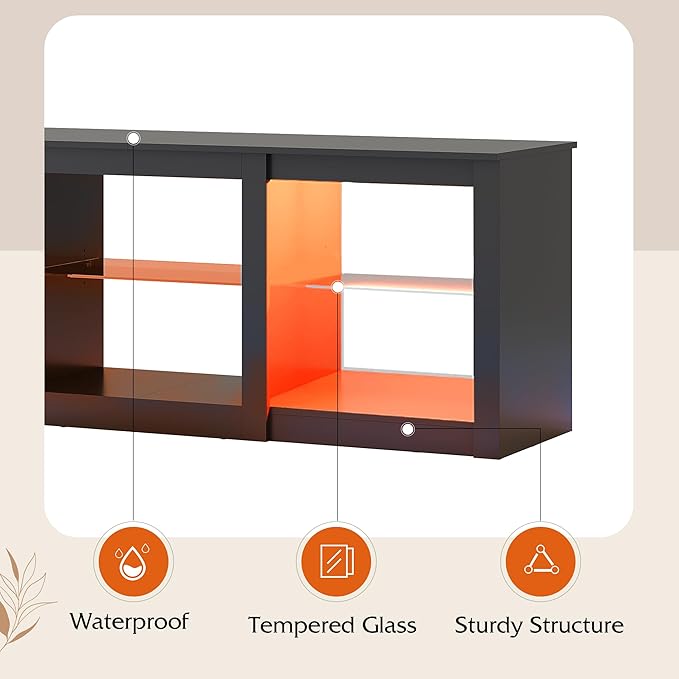 WLIVE LED TV Stand for 65 Inch TV, Modern Entertainment Center - Image 7