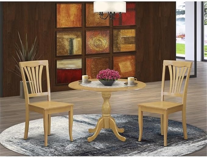 East West Furniture DMAV3-OAK-W 3 Piece Kitchen Table Set - Image 2