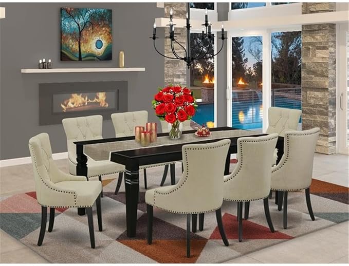 East West Furniture LGFR9-BLK-02 9 Piece Dining Room Set Includes a Rectangle - Image 2
