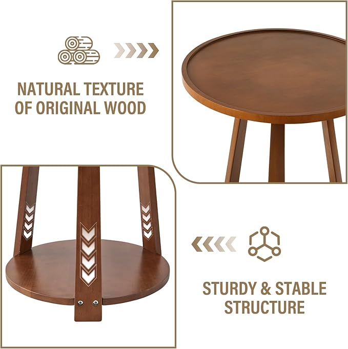 CozyDH Round End Table Living Room, Side Table - Image 4