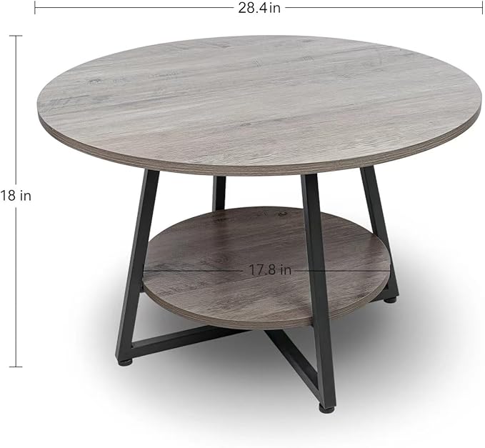 Round Coffee Table, 2-Tier Circle Coffee Table - Image 2