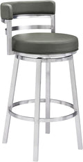 Armen Living Titana 26" Counter Height Swivel Grey Faux Leather and Brushed by ArmenLiving