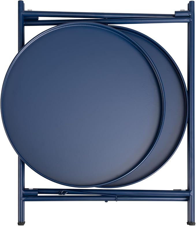 HollyHOME 2-Tier Round Side Table, Outdoor Small Folding Accent Stand - Image 8