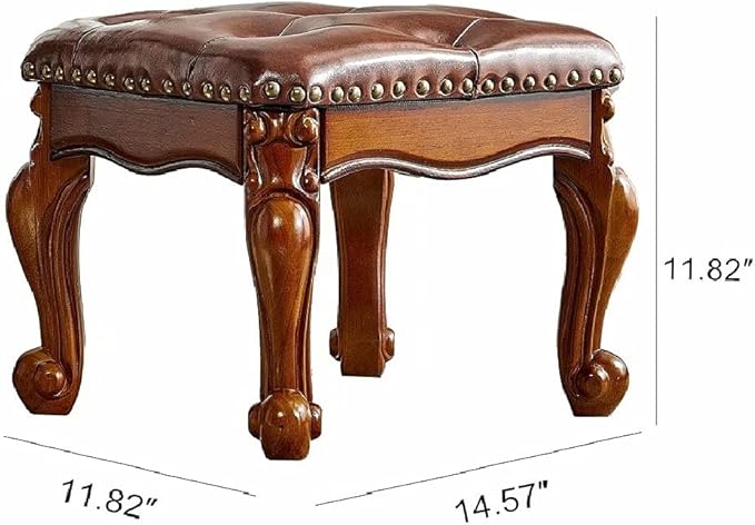 Foot Stool Ottoman with Microfiber Leather Cushion Footrest Sofa Stool - Image 6
