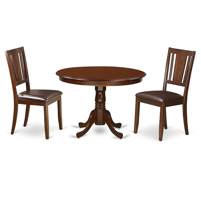 East West Furniture HLDU3-MAH-LC 3 Piece Dining Table Set - Image 2