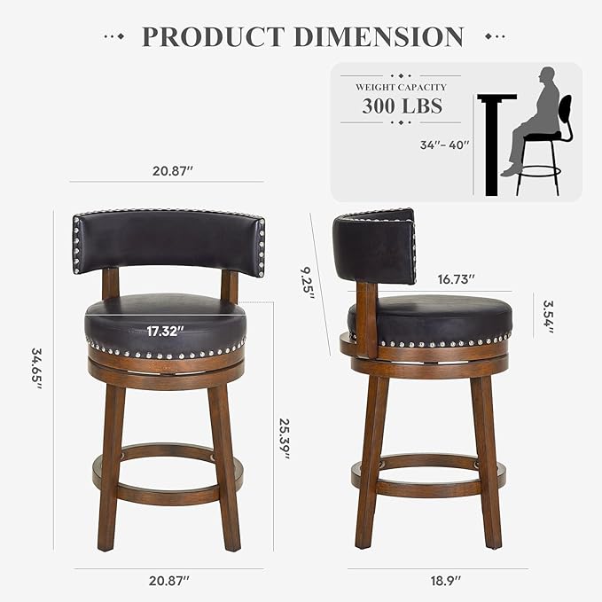 COLAMY Swivel Bar Stool, Modern Swivel Barstool - Image 3