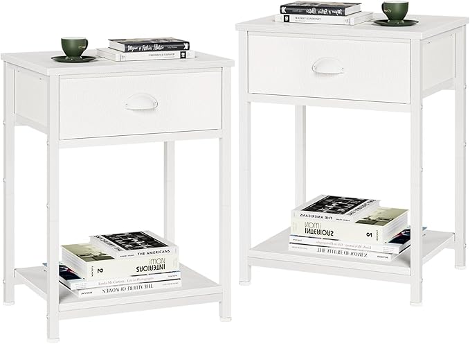 Furologee White Nightstands Set of 2, End Table by Furologee