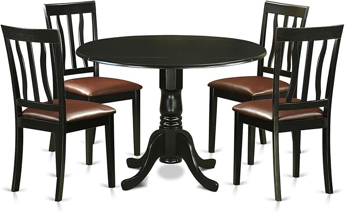 East West Furniture DLAN5-BLK-LC 5 Piece Dining Table Set by EastWestFurniture
