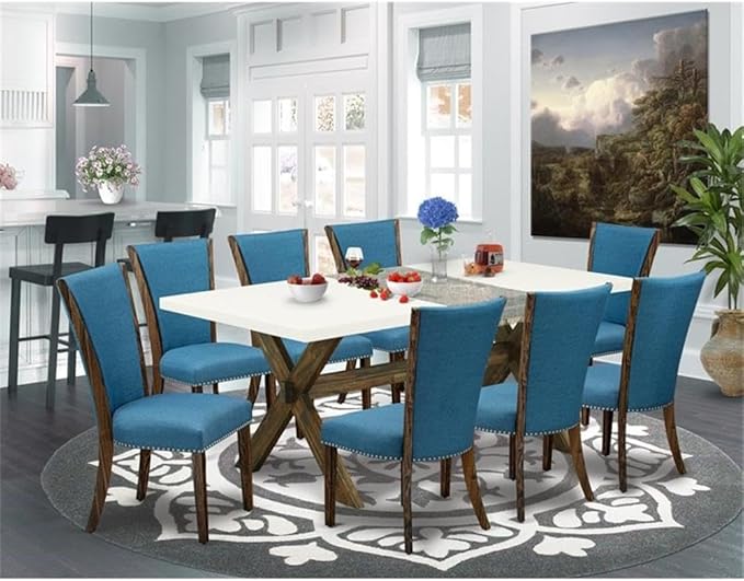 East West Furniture X727VE721-9 9 Piece Kitchen Table Set Includes a Rectangle - Image 2