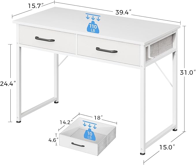 Casaottima 40 Inch Small Office Computer Desk - Image 3