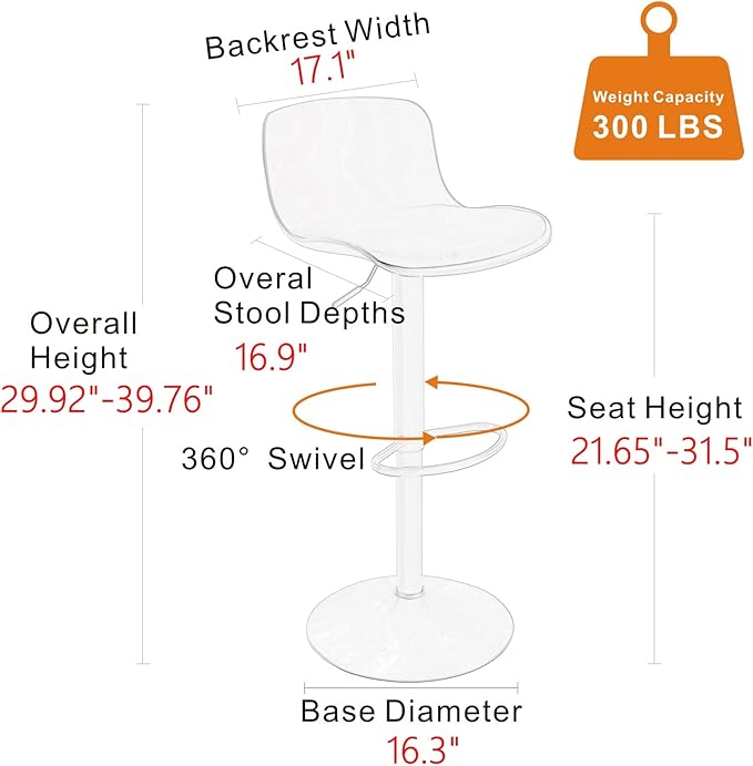 YOUTASTE Black Bar Stools Set of 2 Counter Height Bar Stool Upholstered - Image 2