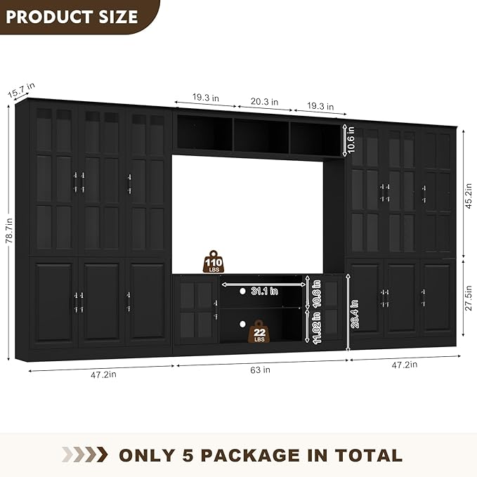 4-Piece Wall Unit TV Stand - Image 6