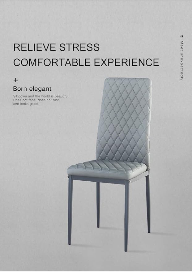 JT Modern Minimalist Dining Chair Fireproof Leather Sprayed Metal Pipe Diamond - Image 9