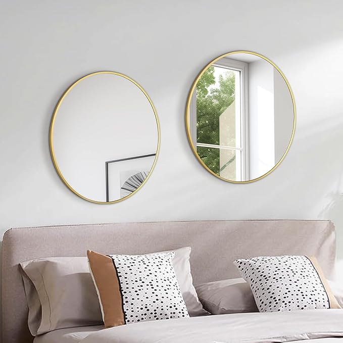 Circular Mirror Gold Round Mirror 18 Inch Round Bathroom Mirror Wall Mirrors - Image 7