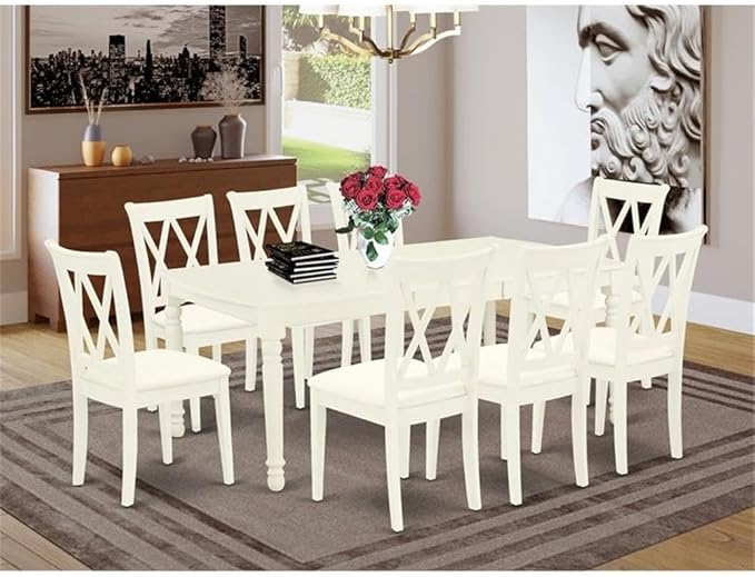 East West Furniture DOCL9-LWH-C 9 Piece Dining Table Set Includes a Rectangle - Image 2