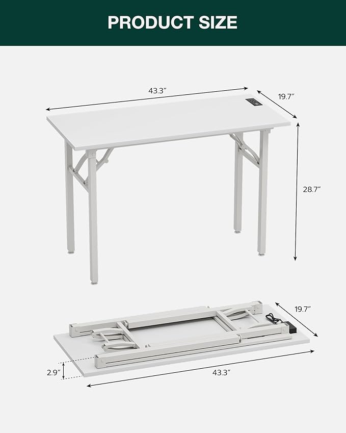 Frylr Small Folding Computer Desk – 43.3 Inch Portable Table - Image 2